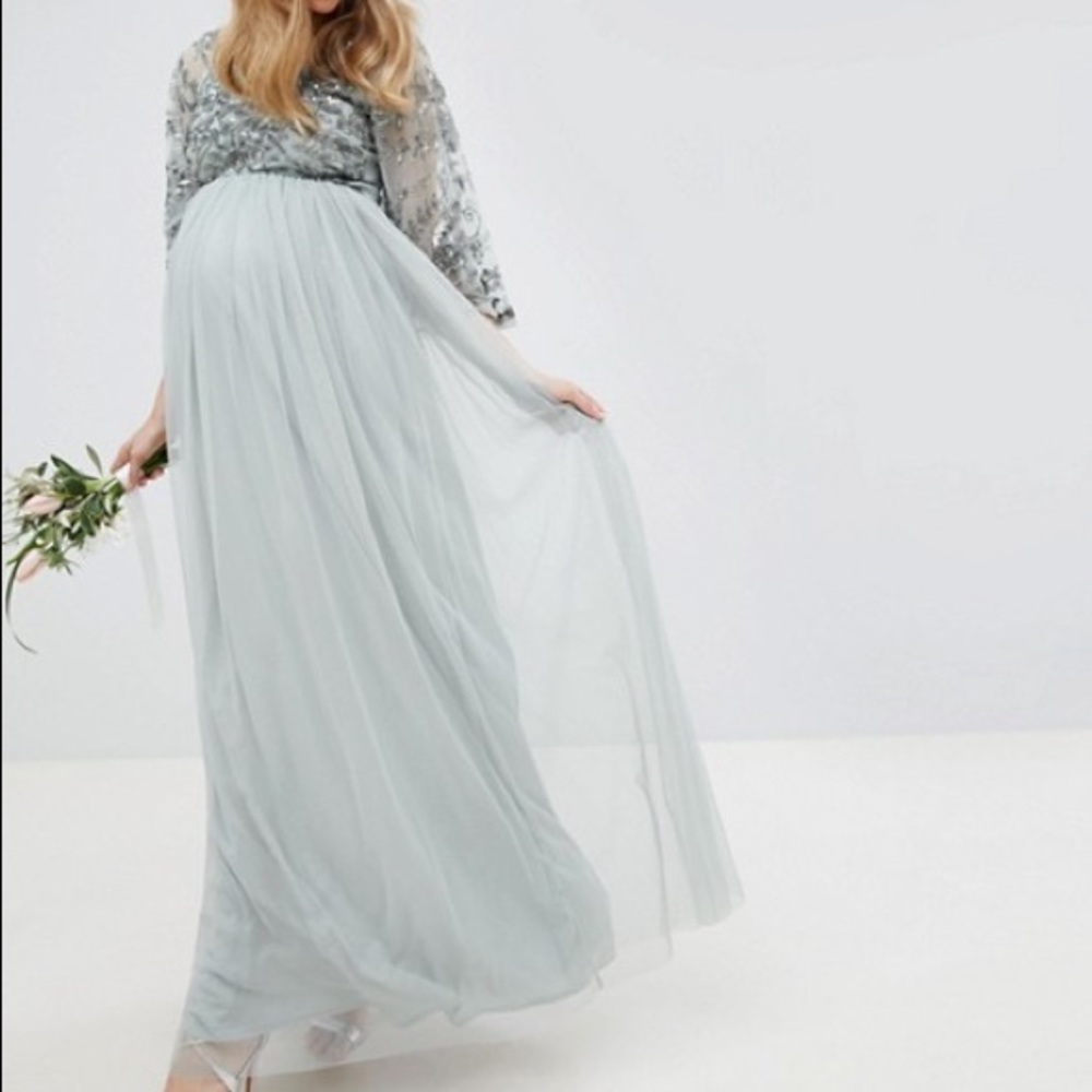 ASOS Maya Maternity Sequin Cape Tulle Maxi Dress